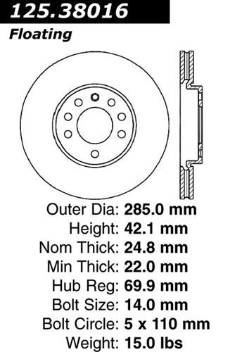 Centric 125.38016 front brake rotor/disc-high carbon rotor-preferred