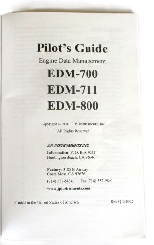 Jpi edm-700-711 &amp; 800 engine data management pilot&#039;s guide manual