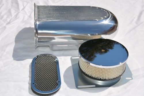 Special listing (two) polished aluminum hilborn style finned hood air scoop kits