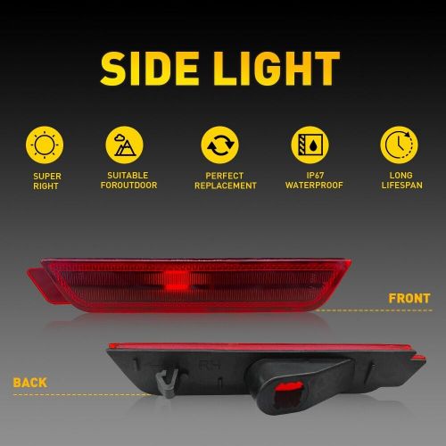 2x red rear side marker light housings kit for 2010-2015 chevrolet camaro epu