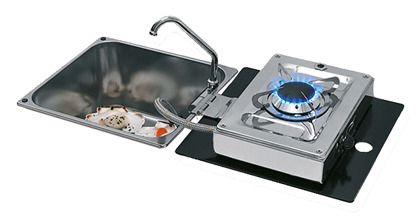 Marine rvs combinate gas stove with sink and folding cold water tap