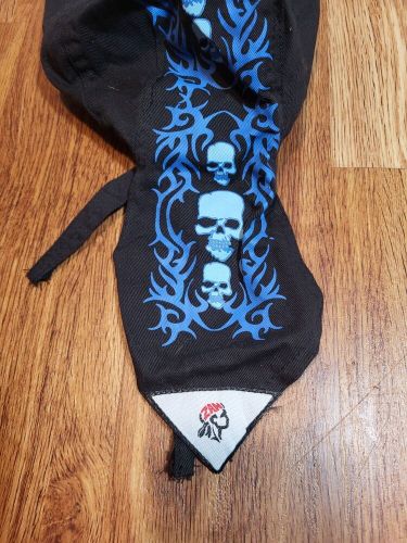 Zan black skull fly-danna doorag bandana headwear