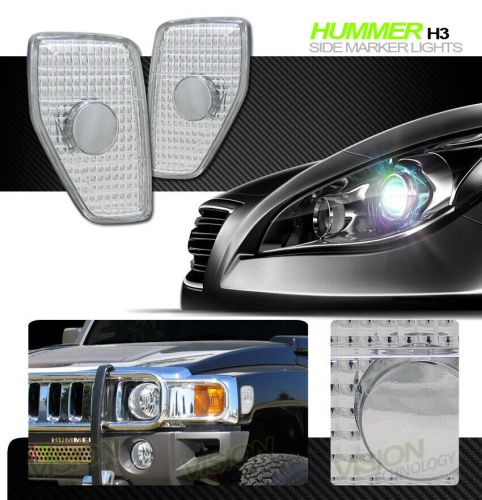 For 05/06-10 hummer h3/09-10 h3t chrome front fender side marker lights lamps ks