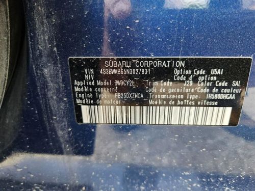 2020-2023 subaru legacy passenger roof curtain air bag fits sedan