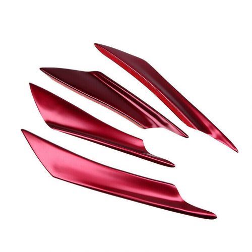 4x red car front bumper lip splitter fins body spoiler canards abs universal fit