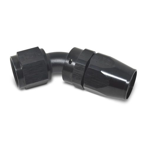 Russell 610135 -12 an 45 degree hose end. reusable. black. aluminum