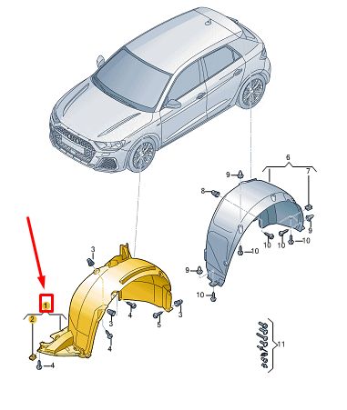 Audi a1 gb wheelhouse trim front left 82a809957af new original-