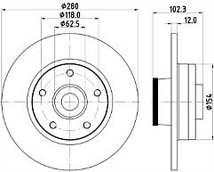 1x eicher 104745859 front brake disc for nissan renault vauxhall