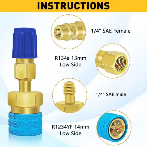 R1234yf quick coupler connector high/low manifold adapters ac gauge auto set 2x