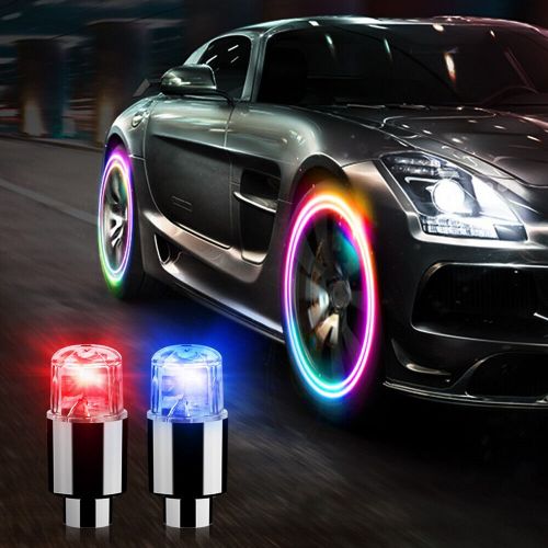 4pcs suv auto car wheel tyre tire air valve stems lights cap cover accessories