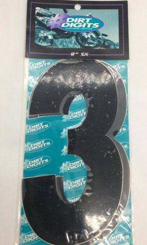 Dirt digits mx racing decals, number 3 decal stickers vinyl 8” black, 7093033