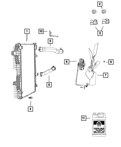 Genuine mopar radiator inlet hose 52014722ad