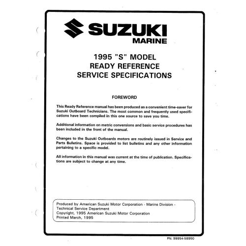 Suzuki outboard marine reference manual 99954-32004