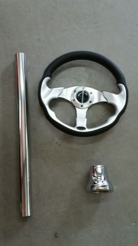 Club car ds golf cart part 1984-up steering wheel combo with adapter silver