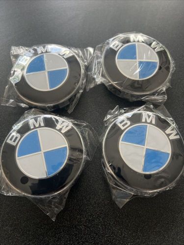 Black white and blue wheel center caps for bmw 4 piece 2.75 &#034; diameter  new