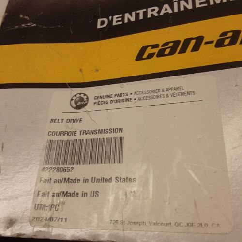 New brp can-am drive belt 422280652 (free shipping!)