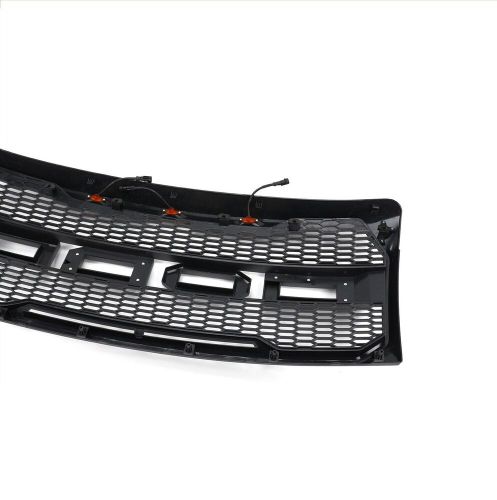 For 2009-2014 f150 f-150 gray grill front bumper grille with 3 led lamps abs 1pc