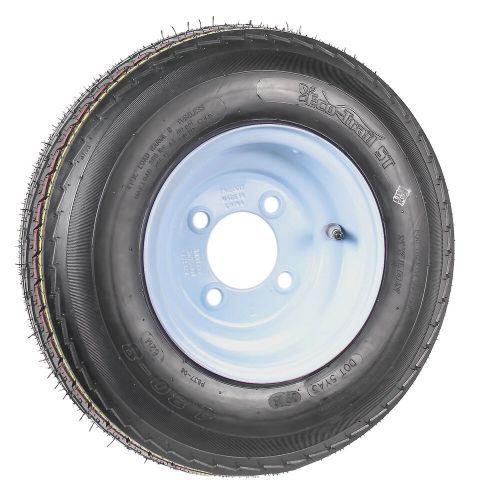 Trailer tire on rim 4.80-8 480-8 4.80 x 8 8 in. lrb 4 lug hole bolt wheel white