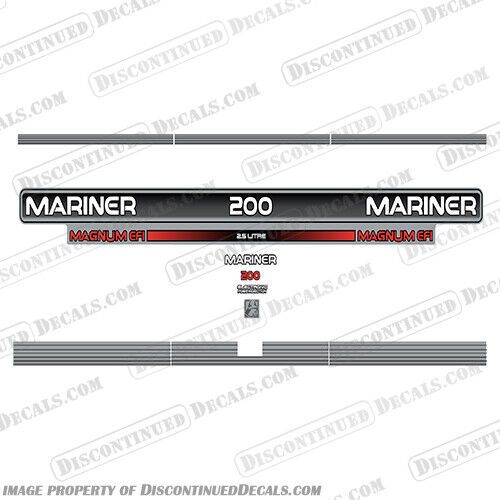 Fits mariner magnum efi 200hp outboard engine decal kit 2.5l 1993 1994 1995 1996