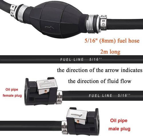 Optimized 6.56ft boat fuel hose with unidirectional flow and easy thimble adjust