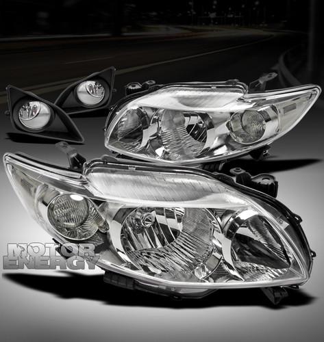 09-10 toyota corolla crystal jdm chrome head lights+fog lamp+cover bumper corner