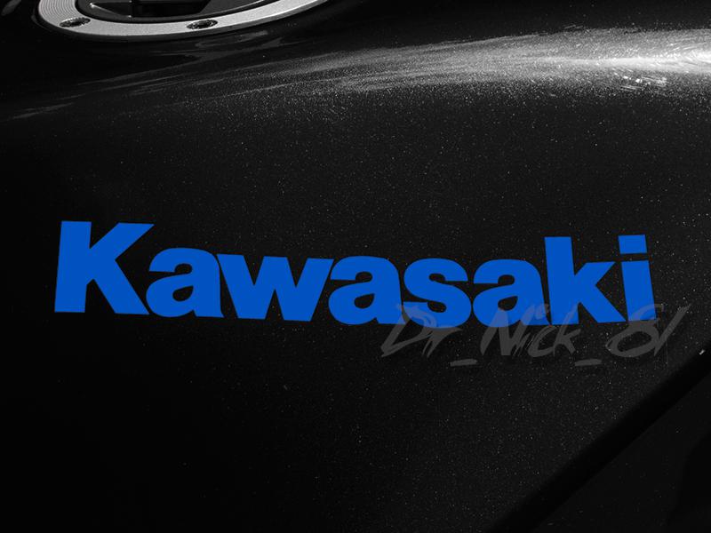 Kawasaki motorcycle 2 @ 6.75" x 1.06" vinyl decal sticker - blue