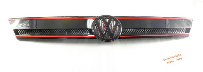 Black red front upper center hood grille grill for vw volkswagen jetta mk6 11-13