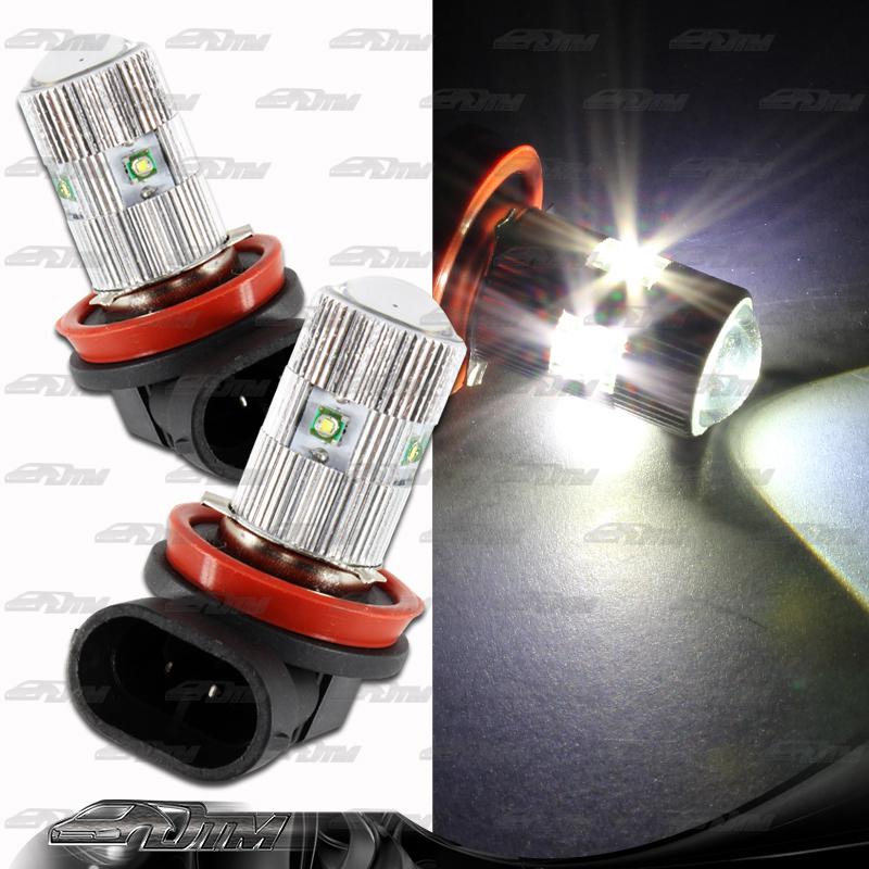 1x pair audi acura buick cadillac bmw h11 25 watt 5 led white projector bulbs