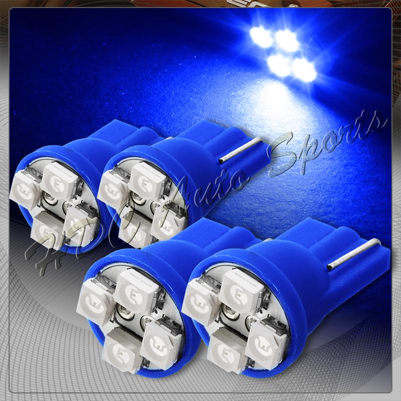 4x 4 smd t10 194 12v interior instrument panel gauge replacement bulbs - blue