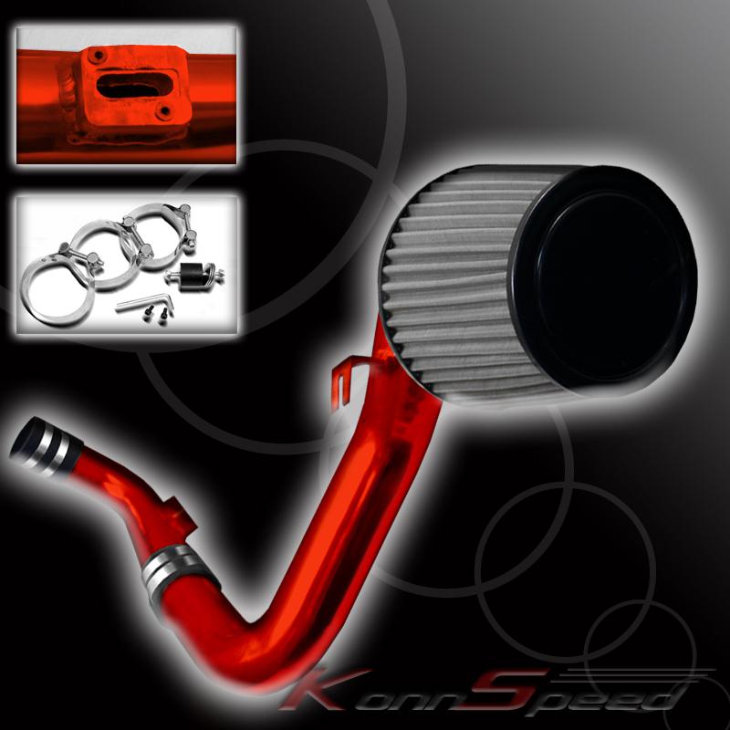 06-09 vw golf gti 2.0t/jetta gli 2.0t red cold air intake racing system+filter