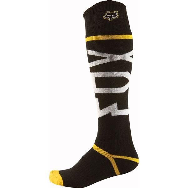 Black/yellow l fox racing fri thick socks