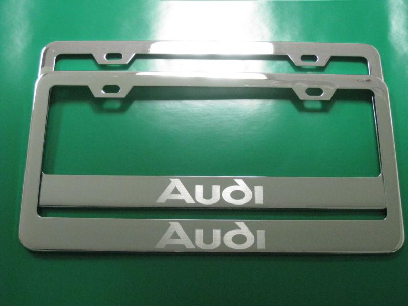 (2) brand new " audi " chrome metal license plate frame