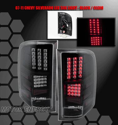 07-11 chevy silverado led altezza tail light lamp black