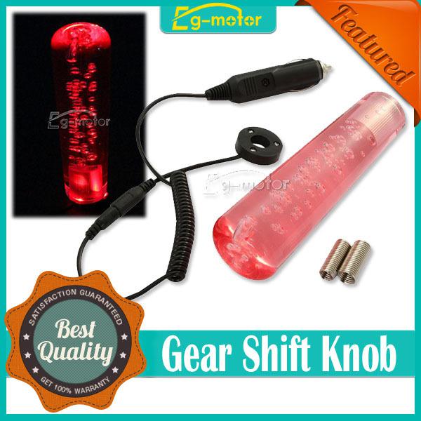 Red universal car manual crystal bubble led light gear stick shift shifter jdm