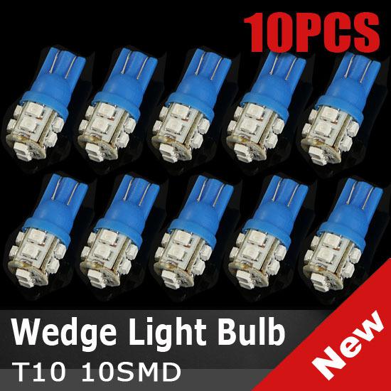 10x t10 w5w 194 168 501 car blue 10 smd led inverted side wedge light bulb ce