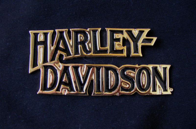 Old skool harley-davidson motorcycle goldtone solid metal emblem