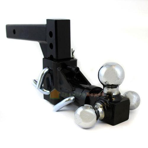 Adjustable tri ball 2" solid shank swivel 3-ball tow vertical travel hitch mount