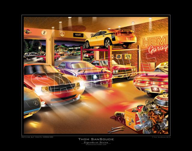 Mopar hemi color giclee car art print 4006-cs   ** free usa shipping **