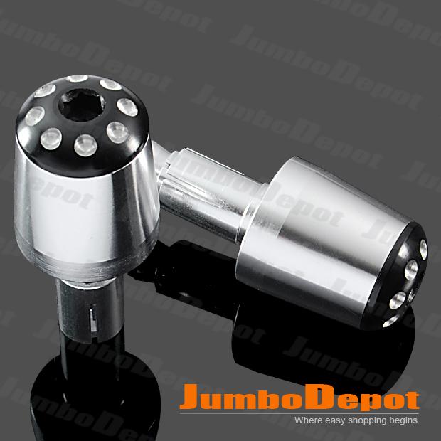 7/8'' silver diamond pattern rear handle bar end plugs universal for motorcycle