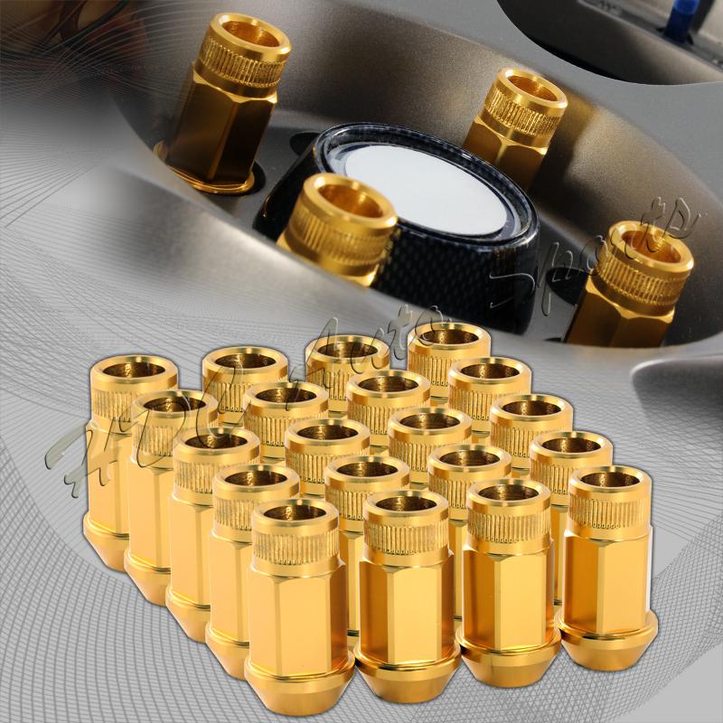 20 pcs m12 x 1.5mm thread pitch wheel rims tuner 1.75" long lug nuts - gold