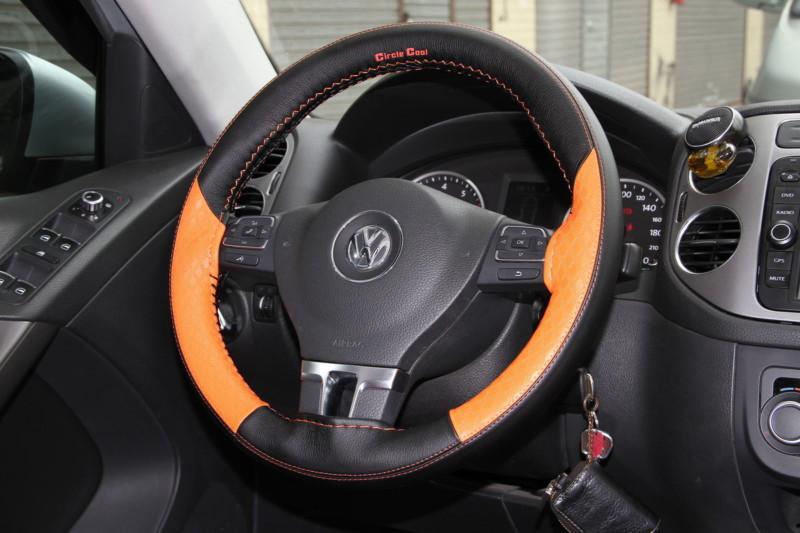 Black+orange leather 47018h steering wheel cover for nissan jeep altima cherokee