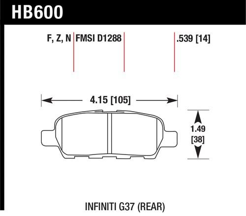 Hawk performance hb600n.539 disc brake pad