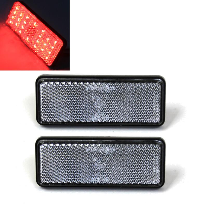 Red led rectangle reflector tail brake stop marker light car truck atuo atv rv