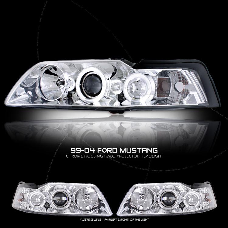 99-04 ford mustang clear halo projector headlight cobra