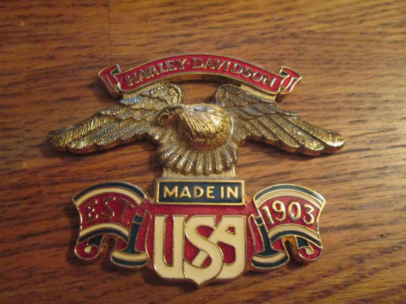Harley davidson emblem back rest sissy bar gold eagle 1903