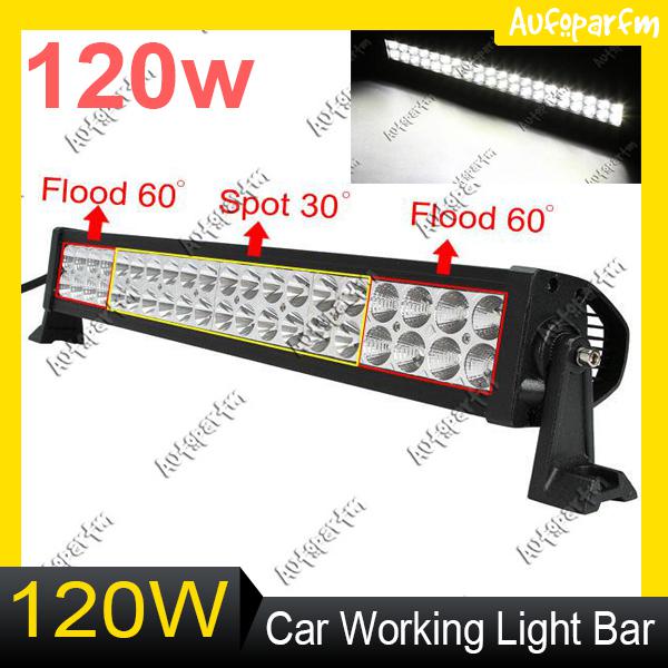 120w 24" led alloy spot flood combo work bar driving light lamp offroad 4wd boat