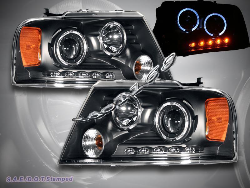 2004-2008 ford f150 / 06-08 lincoln mark lt 2halo led projector headlights black