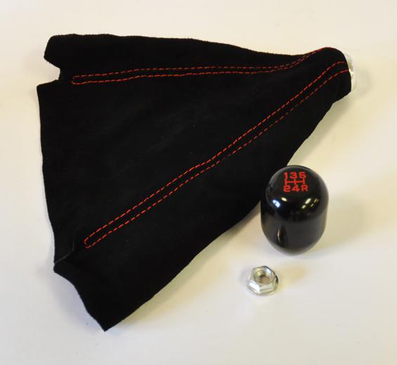 Jdm black & red 5 speed gear shift knob & red stitch suede boot