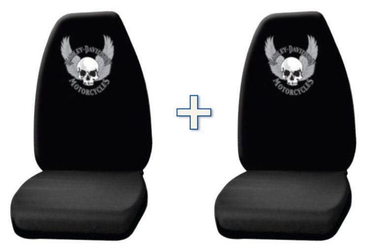 2 plasticolor  harley davidson skull w/ wings  universal-fit bucket seat covers