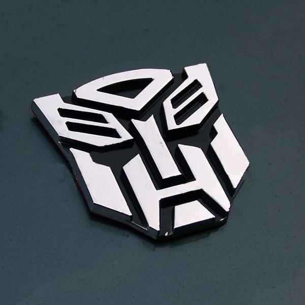 3d chrome transformers autobot car auto truck sticker emblem badge decal silver